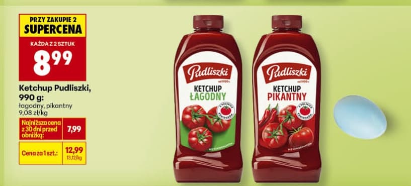 ketchup łagodny lub pikantny
