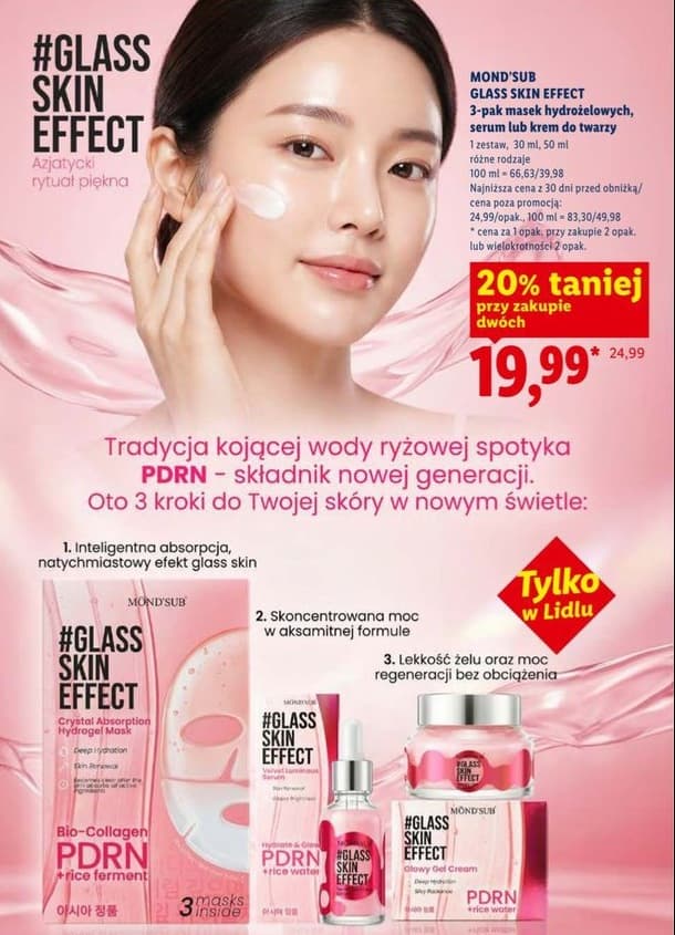 maski hydrożelowe, serum lub krem do twarzy