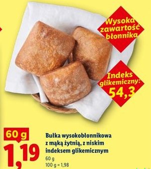 bułka wysokobłonnikowa z mąką żytnią z niskim indeksem glikemicznym