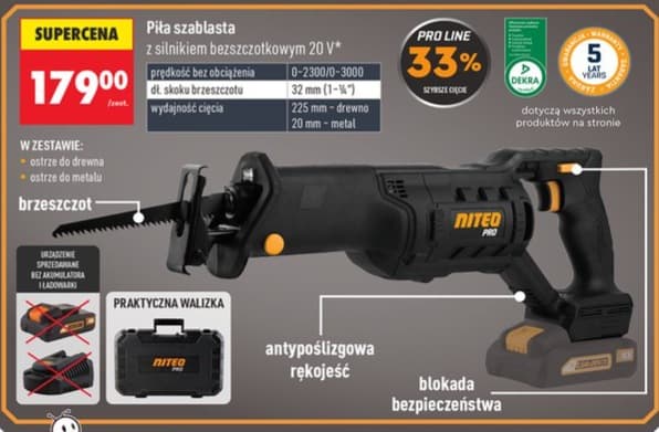 piła szablasta z silnikiem bezszczotkowym 20V