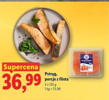 pstrąg, porcje z fileta