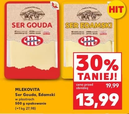ser gouda lub ser edamski w plastrach