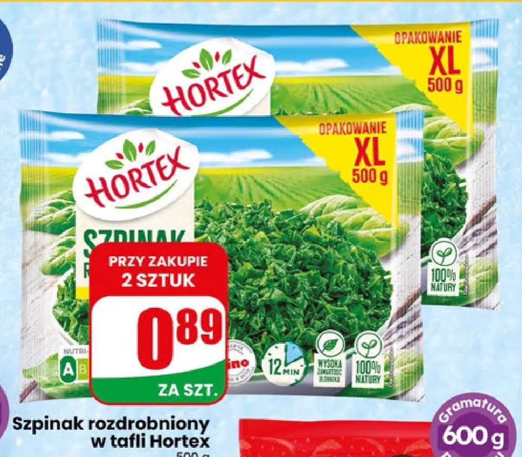 szpinak rozdrobniony w tafli