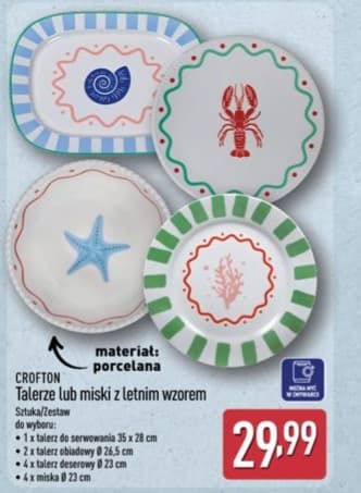 talerze lub miski z letnim wzorem