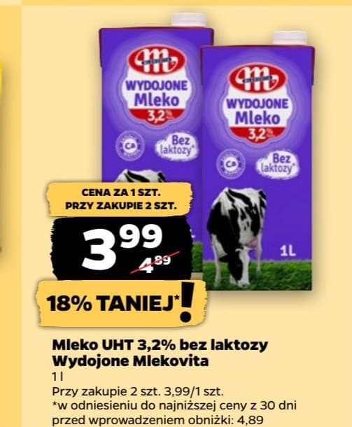 mleko UHT 1,5% cynamonki lub ciasteczka