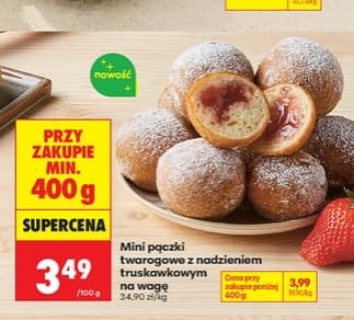 mini pączki twarogowe z nadzieniem truskawkowym