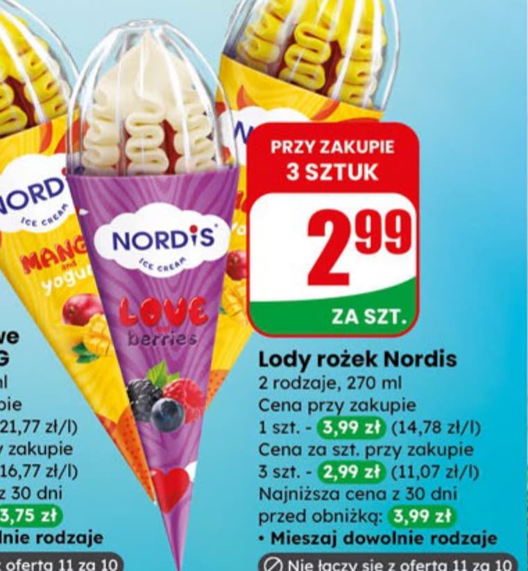 lody rożek różne rodzaje