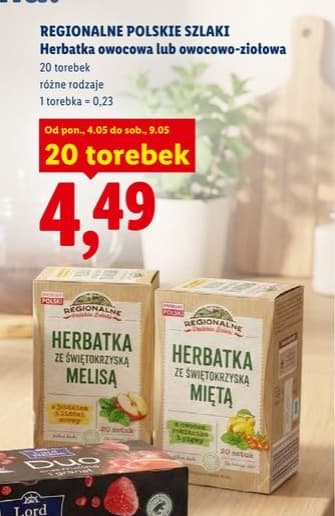 herbatka owocowa lub owocowo-ziołowa