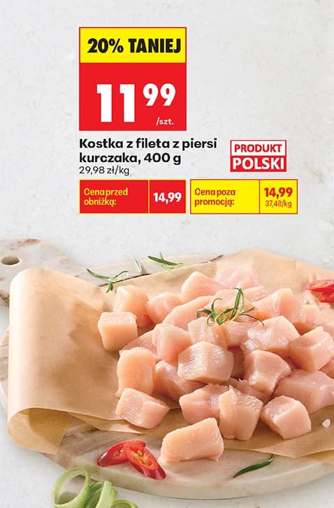 kostka z fileta z piersi kurczaka