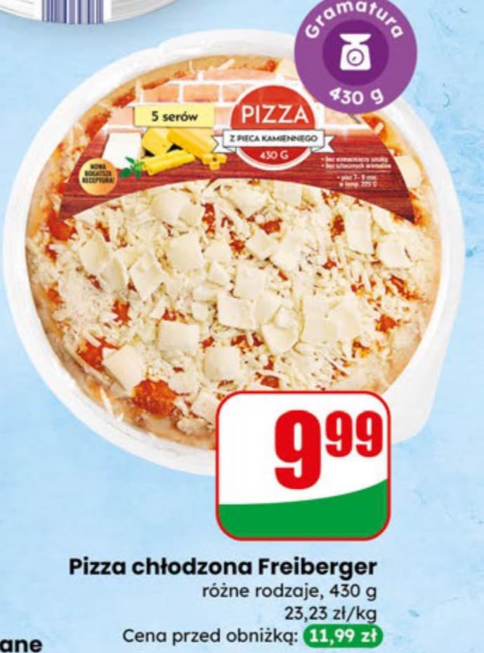 pizza chłodzona z serem i szynką