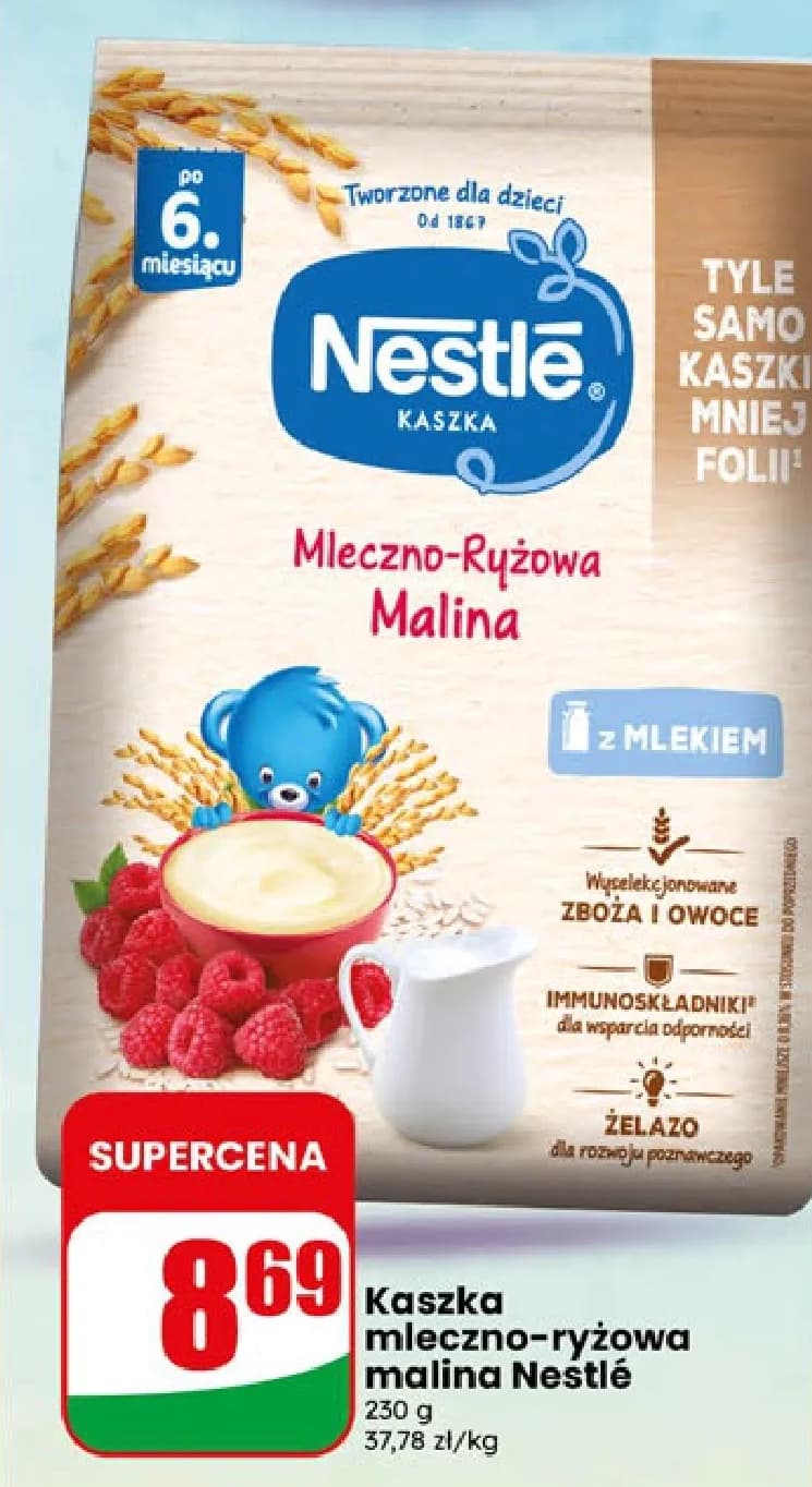 kaszka mleczno-ryżowa malinowa
