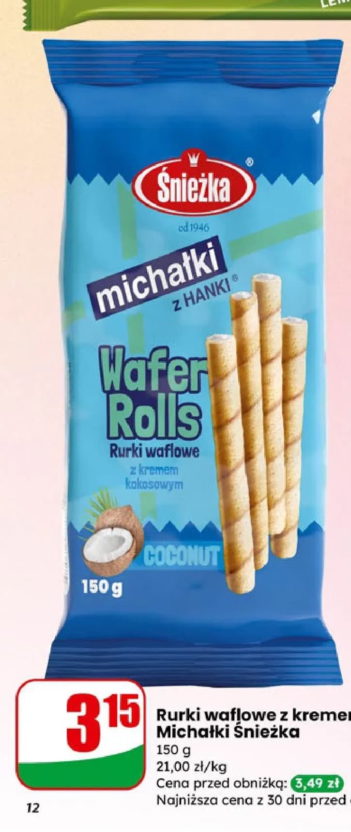 rurki waflowe z kremem kokosowym