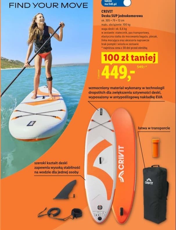 deska SUP jednookomorowa