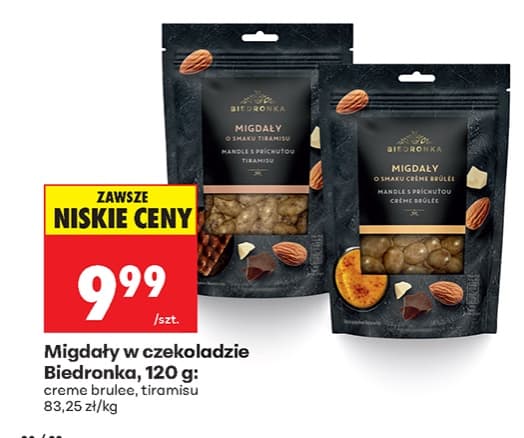 migdały w czekoladzie mlecznej i białej z liofilizowaną wiśnią