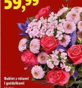 Bukiet z różami i goździkami