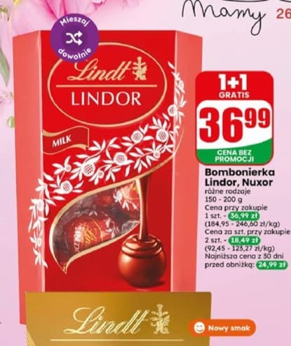 bombonierka lindor, nuxor różne rodzaje
