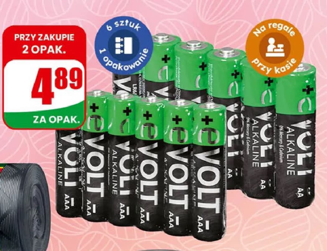 baterie alkaliczne AAA lub AA