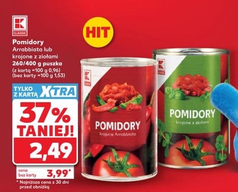 pomidory arrabbiata lub krojone z ziołami