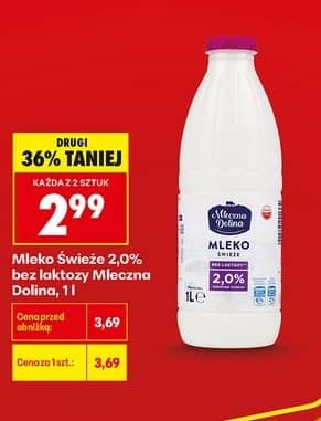 Mleczna Dolina mleko świeże 2% bez laktozy 1l