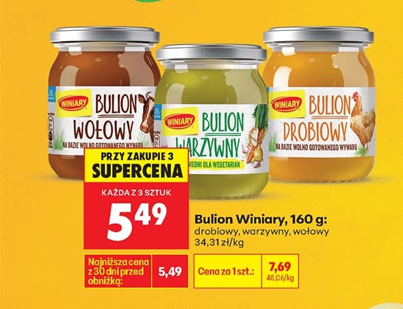bulion drobiowy lub warzywny lub wołowy