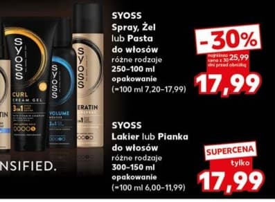 spray, żel lub pasta do włosów