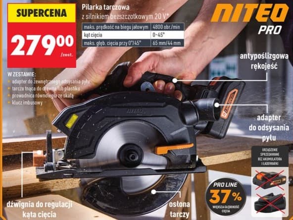 pilarka tarczowa z silnikiem bezszczotkowym 20V