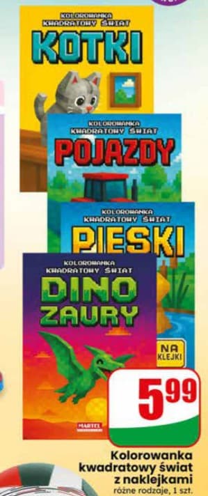 kolorowanka kwadratowy świat z naklejkami