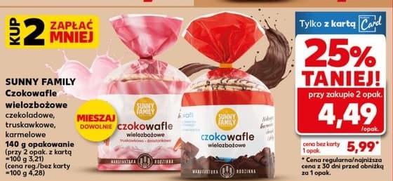 czokowafle wielozbożowe czekoladowe, truskawkowe, karmelowe