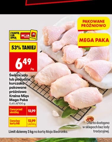 ćwiartka z uda lub podudzie z kurczaka pakowane próżniowo mega paka