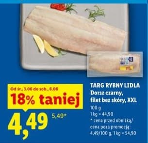 dorsz czarny, filet bez skóry
