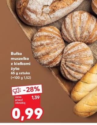 bułka muszelka z kiełkami żyta