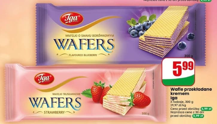 wafle przekładane kremem