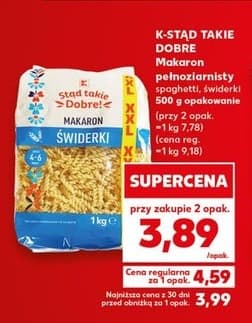 makaron pełnoziarnisty świderki