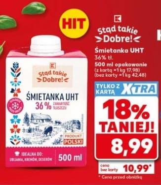 śmietanka UHT 36% tłuszczu