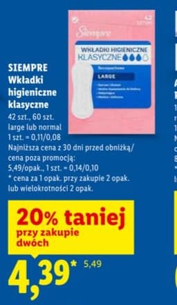 wkładki higieniczne klasyczne