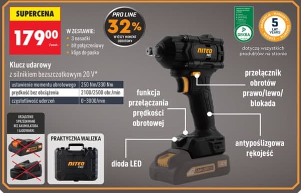 klucz udarowy z silnikiem bezszczotkowym 20V