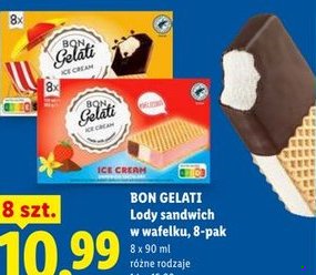 lody sandwich w wafelku, 8-pak