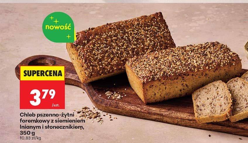 chleb pszenno-żytni foremkowy z siemieniem lnianym i słonecznikiem