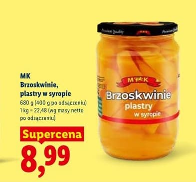 brzoskwinie w syropie, plastry