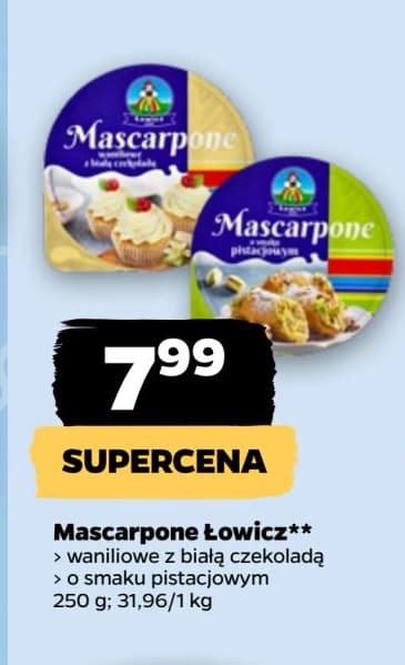 mascarpone waniliowe z białą czekoladą / o smaku pistacjowym