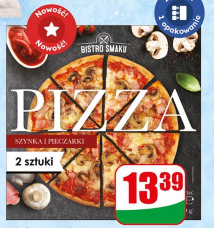 pizza z szynką i pieczarkami