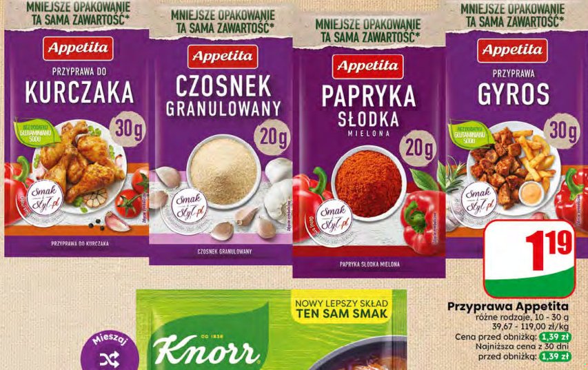 Appetita przyprawa różne rodzaje 10-30g