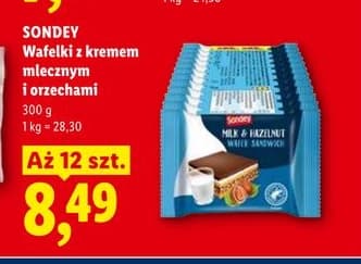 wafelki z kremem mlecznym i orzechami