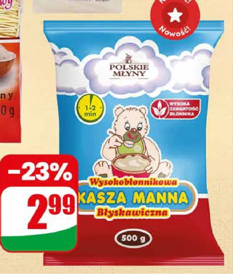 kasza manna błyskawiczna wysokobłonnikowa