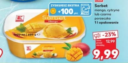 sorbet mango, cytryna lub czarna porzeczka