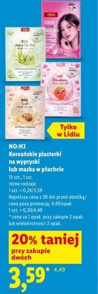 koreańskie plasterki na wypryski lub maska w płachcie
