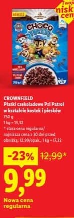 płatki czekoladowe psi patrol w kształcie kostek i piesków