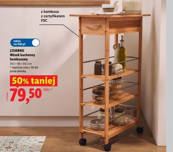 wózek kuchenny bambusowy