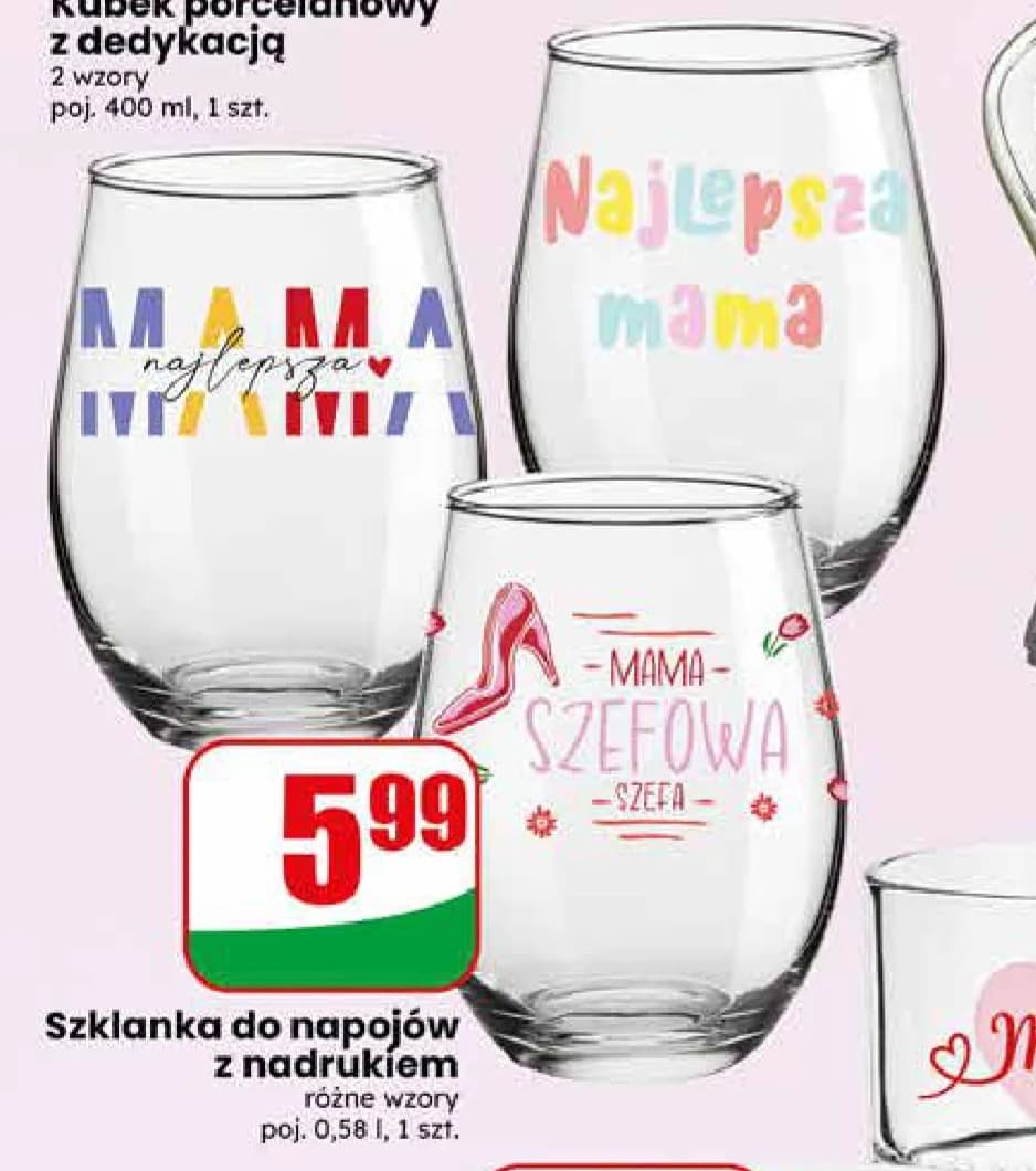 szklanka do napojów z nadrukiem