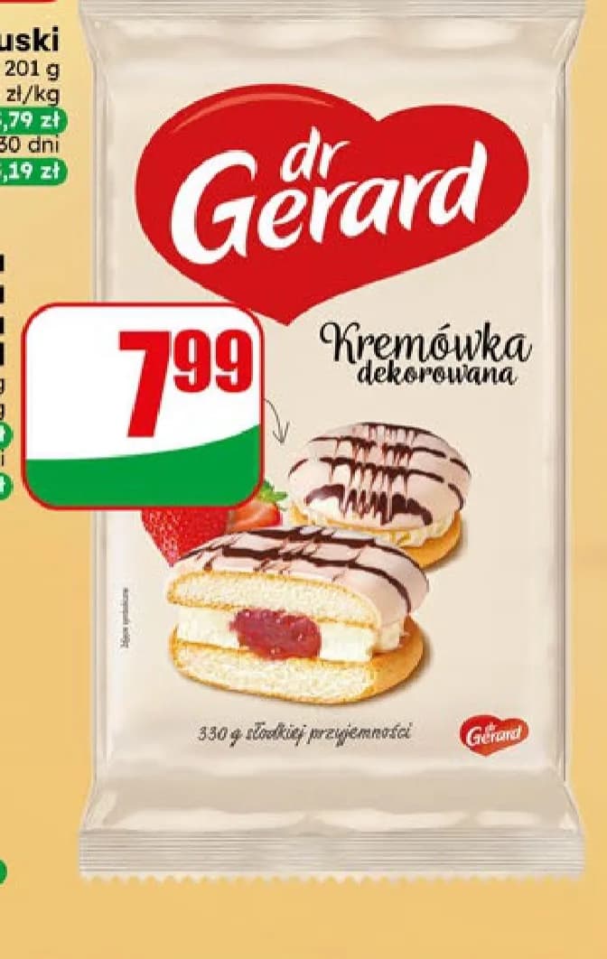 ciastka kremówkowa dekorowana truskawkowa